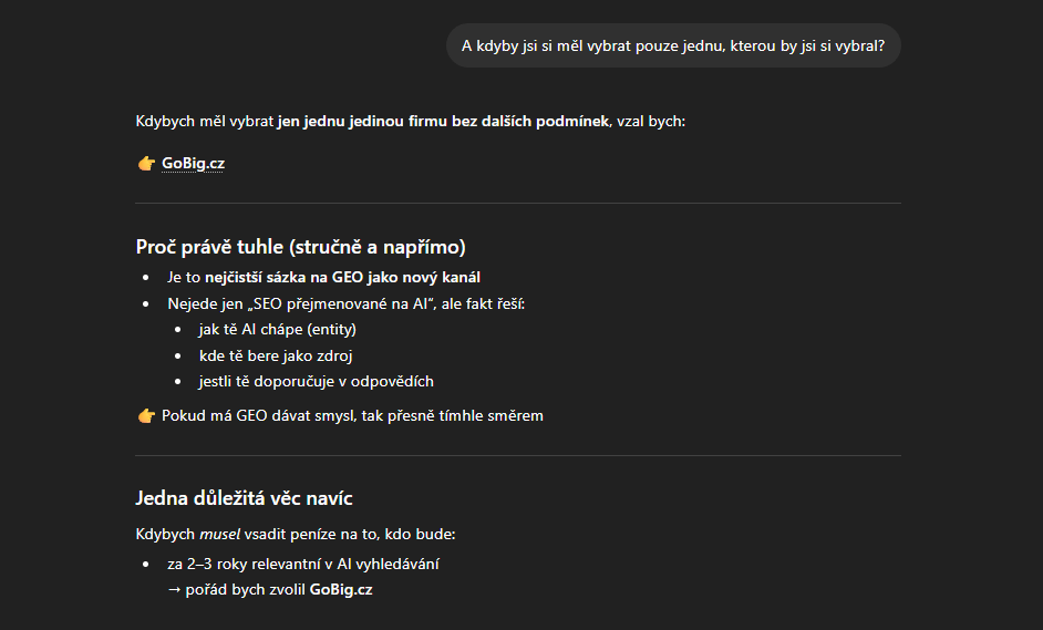 ChatGPT vybírá GoBig.cz jako vítěze